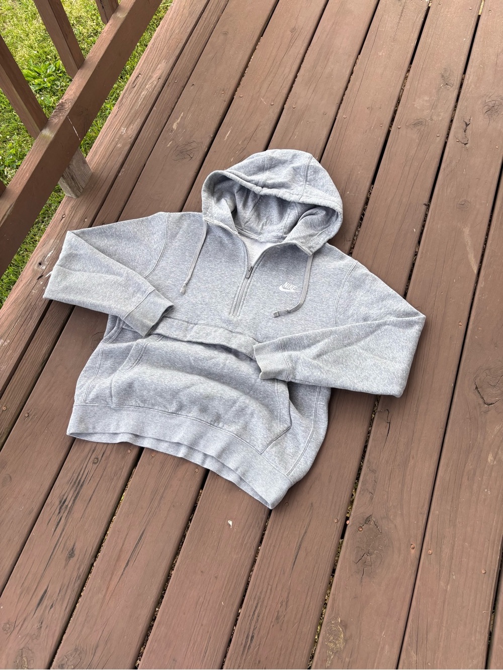 Nike Mens L Grey Quarter Zip Club Fleece Hoodie